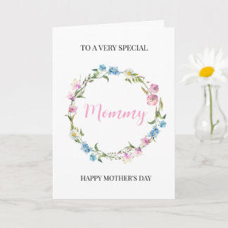 Personalized Mom Mother's Day Floral Wreath カード