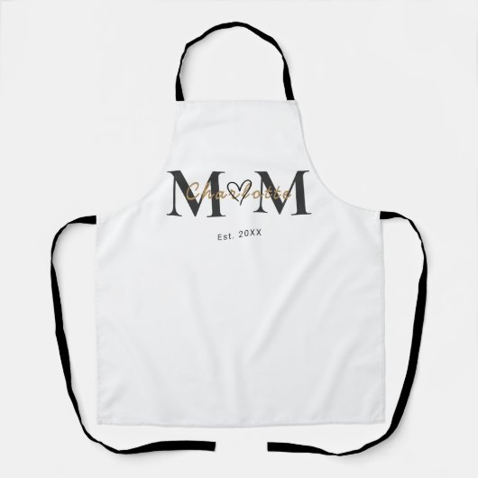 Personalized Mom Name Est Year Apron Gift エプロン (正面)