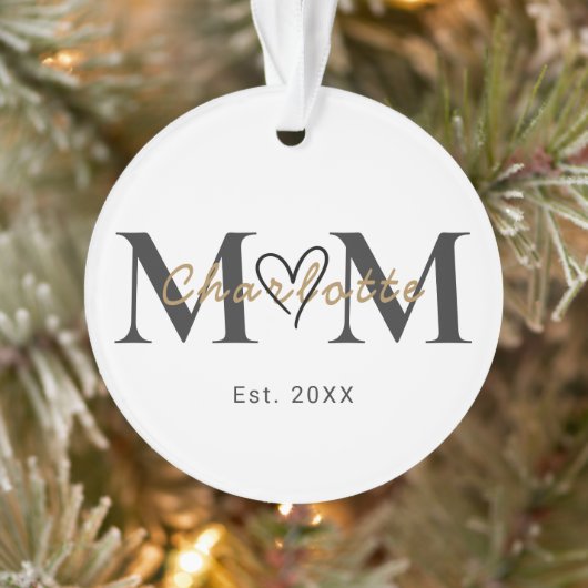 Personalized Mom Name Est Year Christmas Ornament オーナメント (ツリー)