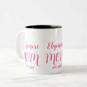 Personalized Mom Name Established Pink Script  ツートーンマグカップ (正面左)