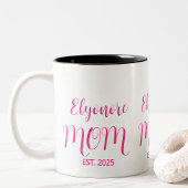 Personalized Mom Name Established Pink Script  ツートーンマグカップ