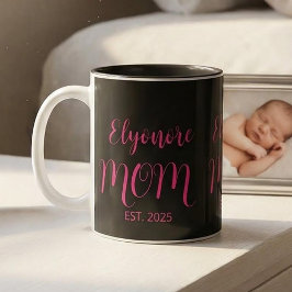 Personalized Mom Name Established Pink Script  ツートーンマグカップ