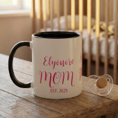 Personalized Mom Name Established Pink Script  ツートーンマグカップ