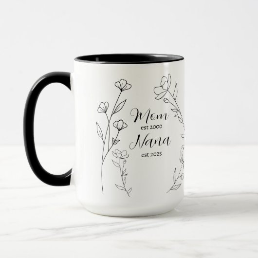 Personalized Mom Nana est year wildflower Mug マグカップ (左)