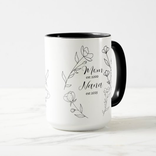 Personalized Mom Nana est year wildflower Mug マグカップ (正面右)
