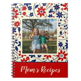 Personalized Mom Recipe Photo Floral ノートブック
