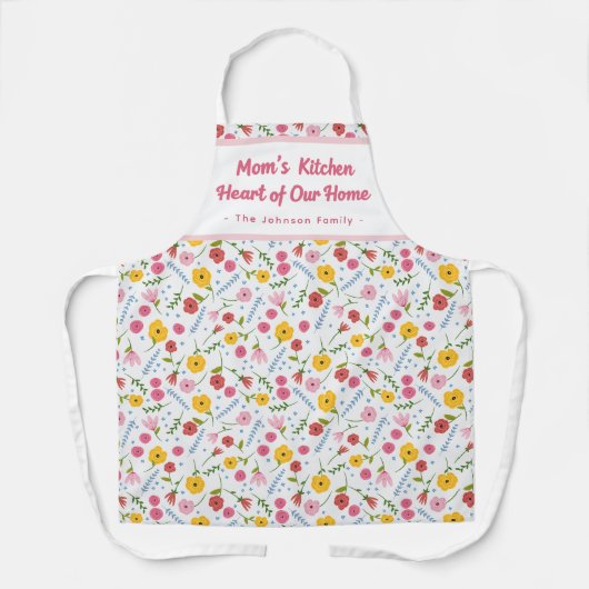 Personalized Mom’s Kitchen Floral Apron Gift エプロン (正面)