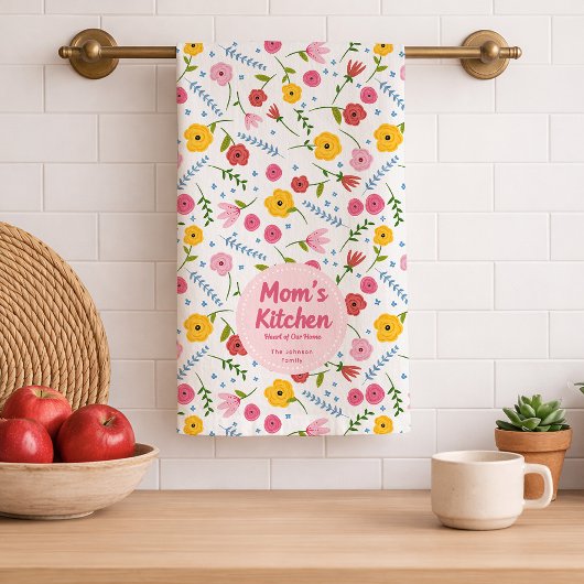 Personalized Mom’s Kitchen Floral Family Name キッチンタオル
