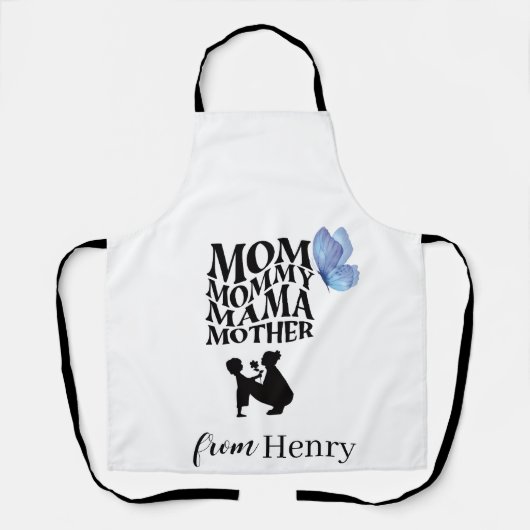 Personalized Mom Typography Apron エプロン (正面)