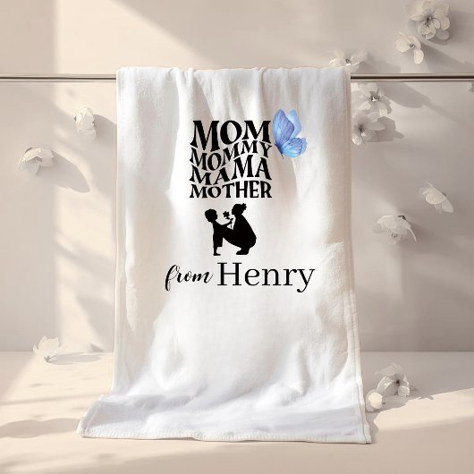 Personalized Mom Typography Bath Towel バスタオル