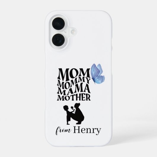 Personalized Mom Typography iPhone 16 Case 16ケース (裏面)