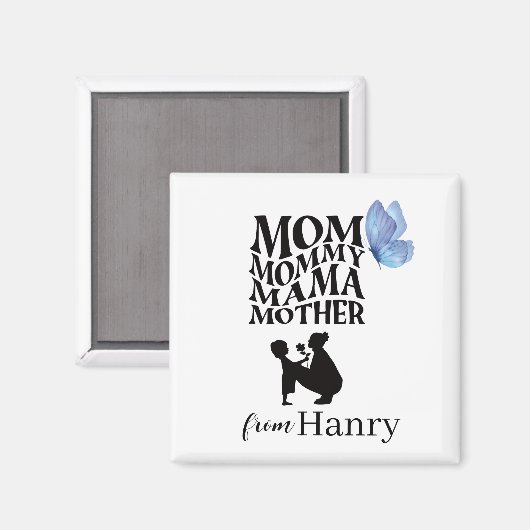 Personalized Mom Typography Magnet マグネット (正面/裏面)