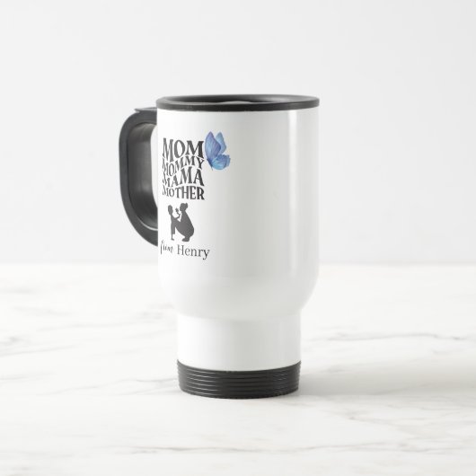 Personalized Mom Typography Travel Mug トラベルマグ (正面左)