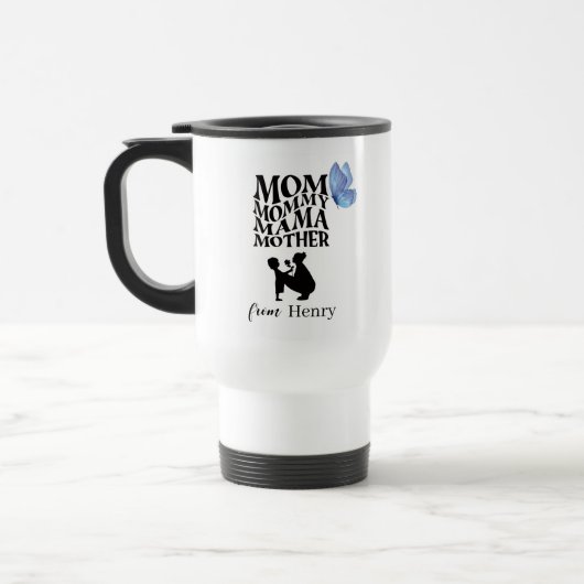 Personalized Mom Typography Travel Mug トラベルマグ (左)