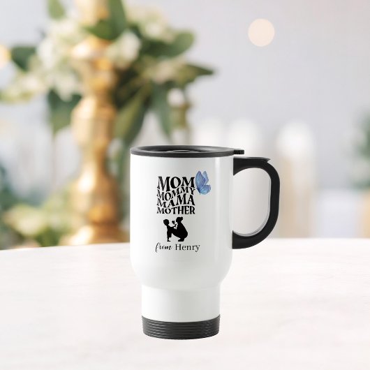 Personalized Mom Typography Travel Mug トラベルマグ