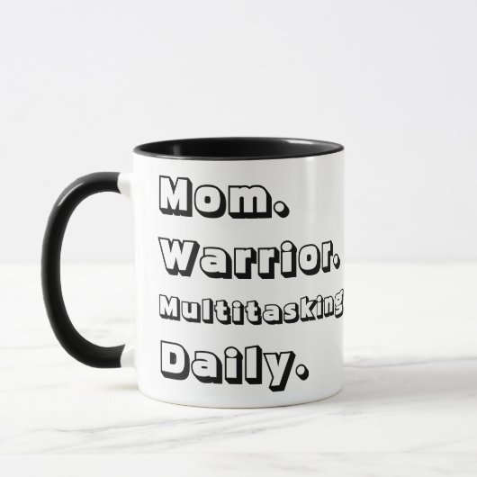 Personalized Mom Warrior Multitasking Daily Black  マグカップ (左)