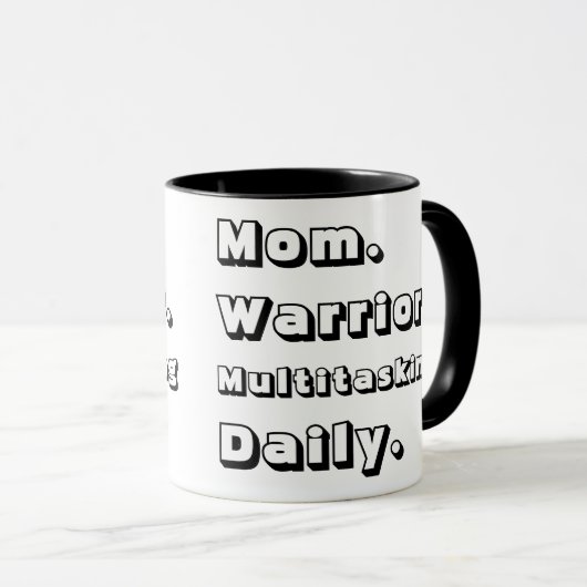 Personalized Mom Warrior Multitasking Daily Black  マグカップ (正面右)