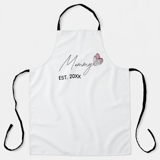 Personalized Mommy EST. Year Apron Gift For Mother エプロン (正面)