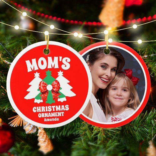 Personalized Mom's Photo Christmas Tree Ornament セラミックオーナメント