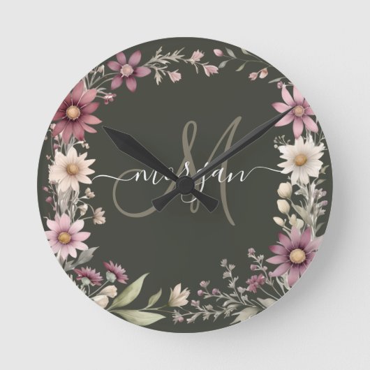 Personalized Monogram  ラウンド壁時計 (正面)