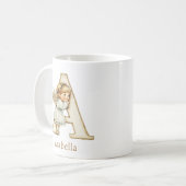 Personalized Monogram A Initial Christmas Angel コーヒーマグカップ (正面左)