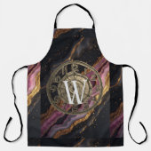 Personalized Monogram Agate Pink Rustic Metal Luxe エプロン (正面)