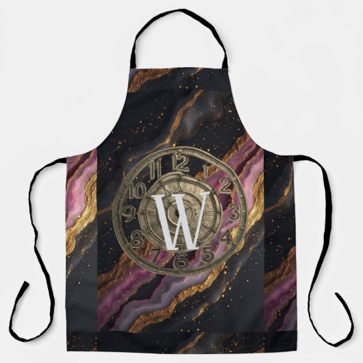 Personalized Monogram Agate Pink Rustic Metal Luxe エプロン (正面)