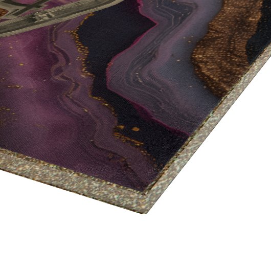 Personalized Monogram Agate Pink Rustic Metal Luxe カッティングボード (角)