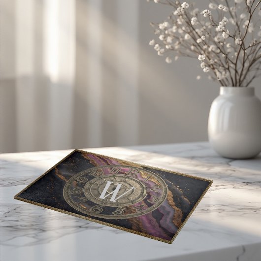 Personalized Monogram Agate Pink Rustic Metal Luxe カッティングボード