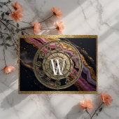 Personalized Monogram Agate Pink Rustic Metal Luxe カッティングボード