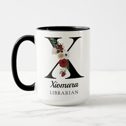 Personalized Monogram Alphabet Mug for Book Lover マグカップ (左)