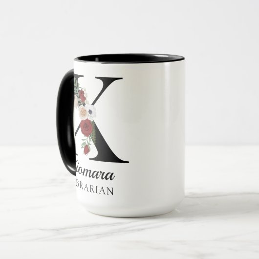 Personalized Monogram Alphabet Mug for Book Lover マグカップ (正面左)