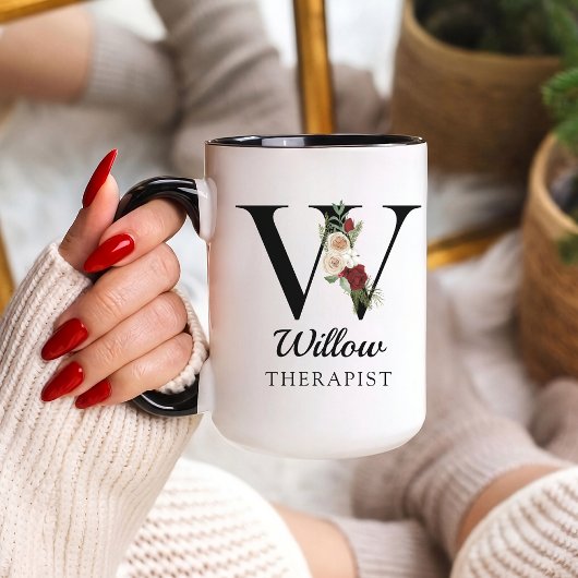 Personalized Monogram Alphabet Mug for Therapist マグカップ