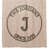 Personalized Monogram And Family Name Sepia シャワーカーテン (正面)