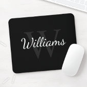 Personalized Monogram and Name Black マウスパッド