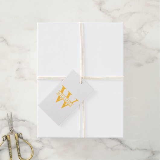 Personalized Monogram and Name Gold  ギフトタグ (麻糸付属)