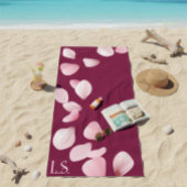 Personalized Monogram Beach Towel with Sakura  ビーチタオル