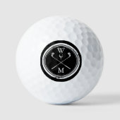 Personalized Monogram Black And White ゴルフボール (正面)