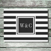 Personalized Monogram Black and White Stripe ドアマット