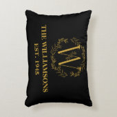 Personalized Monogram Black & Gold Family Initial  アクセントクッション (正面(垂直))