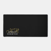 Personalized monogram black gold white stylish デスクマット (正面)