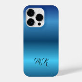 Personalized Monogram Blue IPhone Case for Him iPhoneケース (裏面)