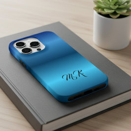 Personalized Monogram Blue IPhone Case for Him 14 Proケース