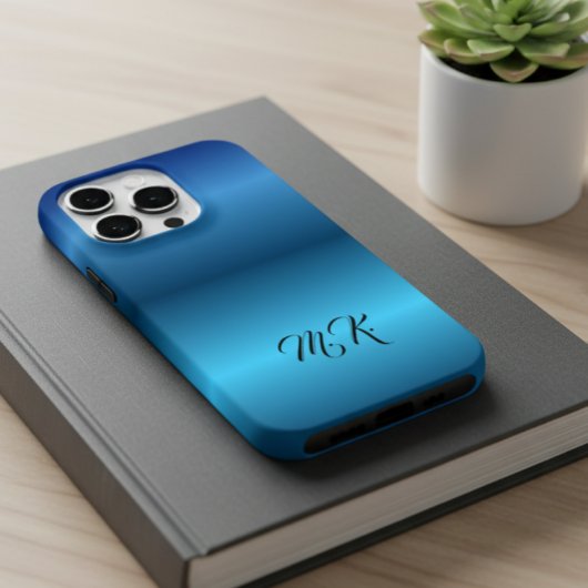 Personalized Monogram Blue IPhone Case for Him iPhoneケース