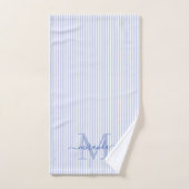 Personalized Monogram Blue & White Stripes バスタオルセット (ハンドタオル)