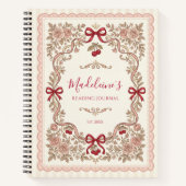 Personalized Monogram Bookworm Reading Journal ノートブック (正面)
