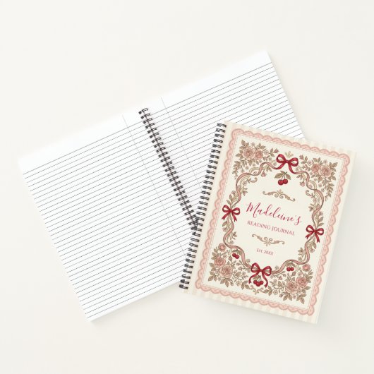 Personalized Monogram Bookworm Reading Journal ノートブック (内部)