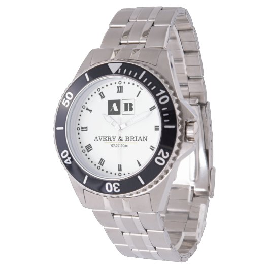 Personalized Monogram Couples Names 腕時計 (アングル)