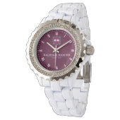 Personalized Monogram Couples Timeless De Burgundy 腕時計 (アングル)