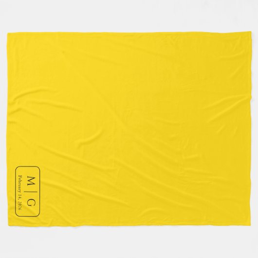 Personalized Monogram Date Fleece Blanket Gift フリースブランケット (正面(横))